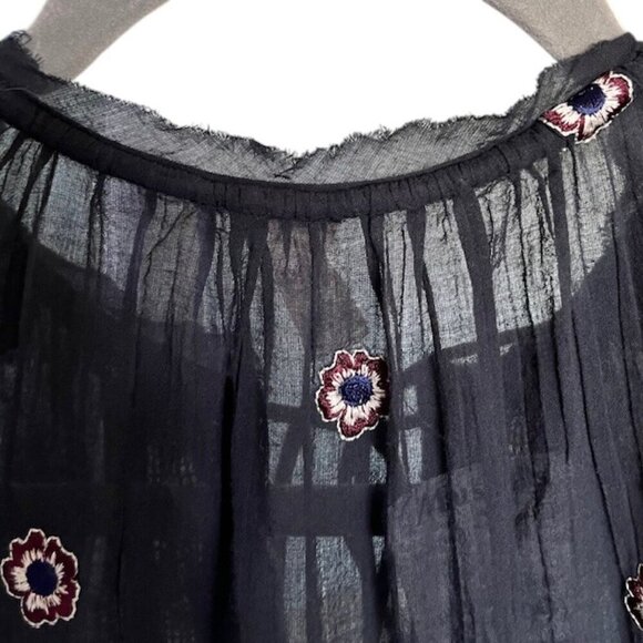 Free People Chasin Spring Maxi Bodysuit Black Dress Button Floral Embroidered S - Picture 13 of 16